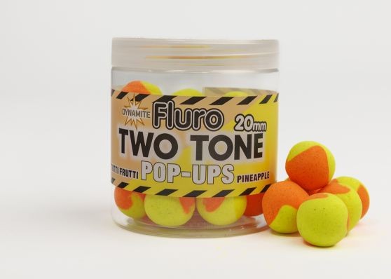 Dynamite Baits Fluro Two Tone Pop Ups Tutti Frutti Pineapple 20mm 65g