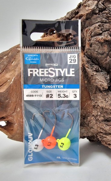 Spro Freestyle Tungsten Micro Jig Glow UV Gr. 2 5,3g 3 Stück 2,1cm
