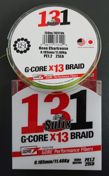 Sufix 131 G-Core X13 Braid Neon chatreuse 13 fach Geflecht 150m