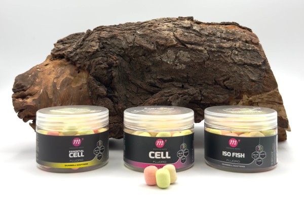 Mainline Fluoro Dumbell Wafters 12x15mm Pink Gelb Weiß 150ml Dose