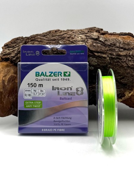Balzer Iron Line 8x Baitcast 150m geflochtene Schnur 0,10mm 0,14mm 0,18mm 0,22mm
