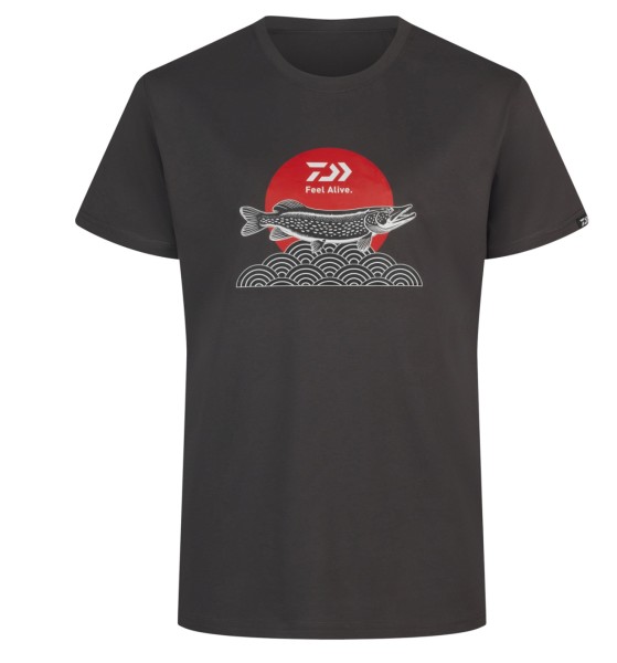 DAIWA T-Shirt Japan Pike Charcoal Kurzarm-Shirt M L XL XXL