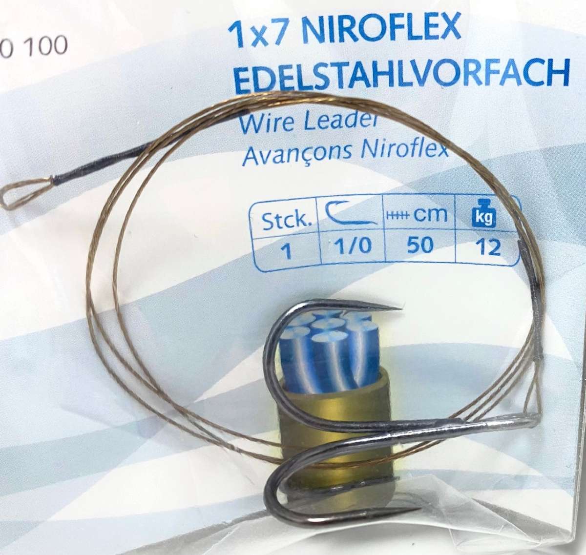 Balzer 1x7 Niroflex Stahlvorfach Mit Einzelhaken – 50 Cm Länge, Tragkraft 12 Kg, Hakengröße 1/0 Für Köderfischangeln
