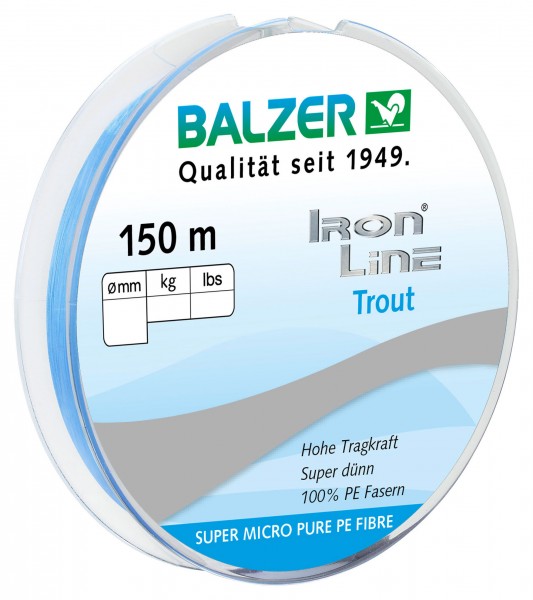 Balzer Iron line trout 3 PE azul 150m 0,04mm 2,8kg Light Blue para Collector New