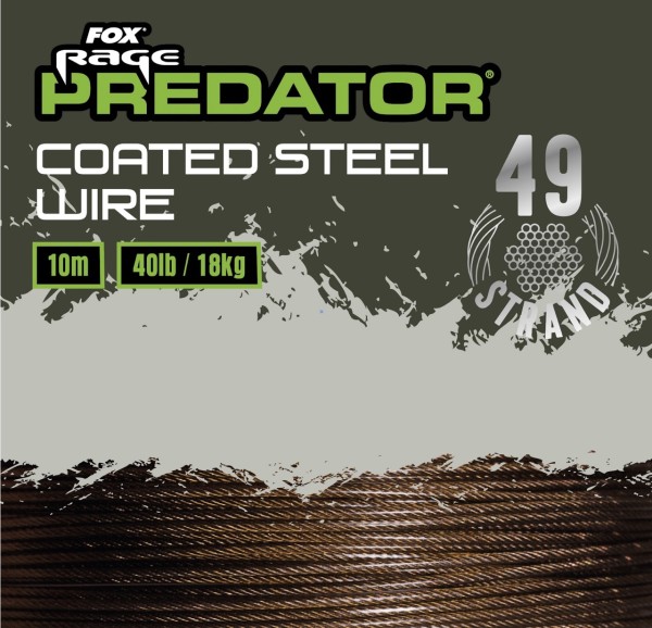 Fox Rage Predator 49-Strand Coated Steel Wire 10m - 26lb 40lb 65lb