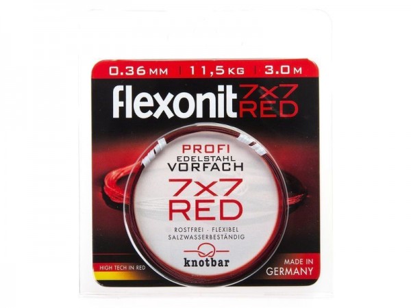 Flexonit 7 x 7 RED Edelstahlvorfach 0,27 MM-Maximum Load 15 Kg-Volume 3 M