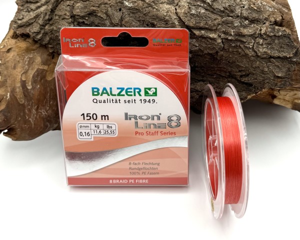 Balzer Iron Line 8 Pro Stuff Rot 150m Red 8 Braid 0,16mm 11,6kg