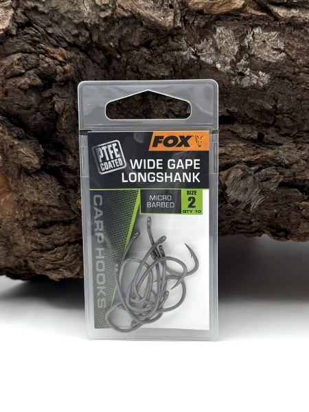 Fox Super Wide Gape Long Shank PTFE Karpfenhaken Micro Barbed Größe 2 4 6