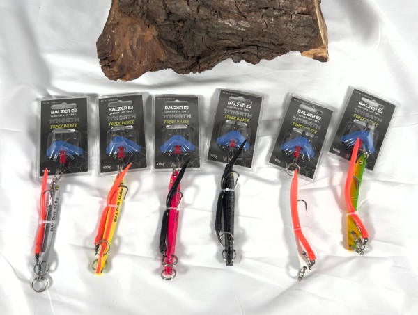 Balzer Edition 71° NORTH Torsk Pilker 100g mit Gummimakk 6 Farben Reptilienauge
