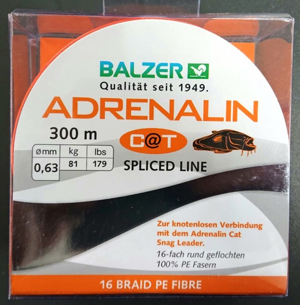 Balzer Adrenalin Cat 16x Spleiss Schnur 300m Orange 0,63mm 81kg