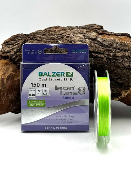 Balzer Iron Line 8x Baitcast 150m geflochtene Schnur 0,10mm 0,14mm 0,18mm 0,22mm