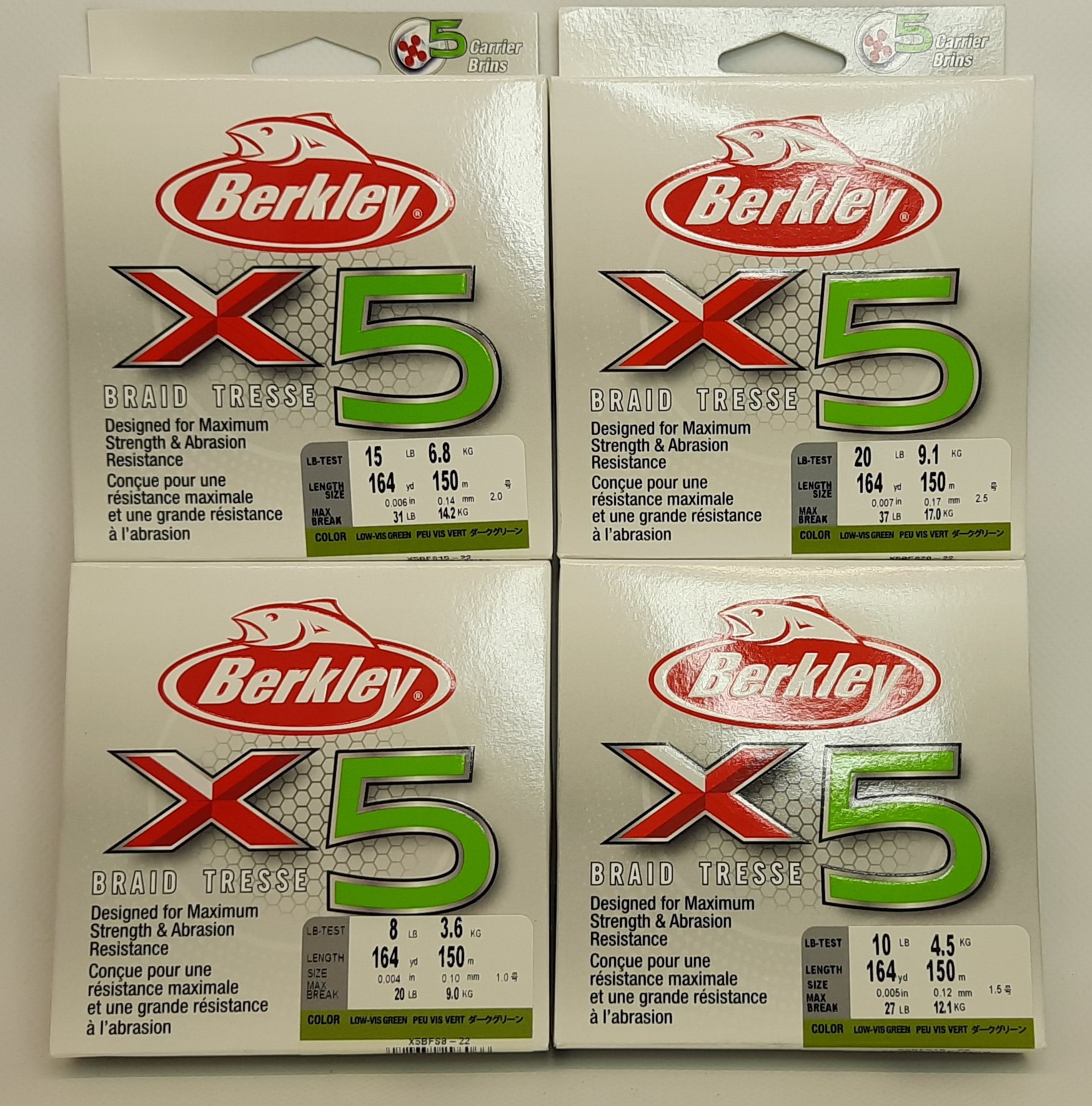Berkley x5 Braid geflochtene Schnur Low-Vis Green 0,10mm 0,12mm 0,14mm 0,17mm 