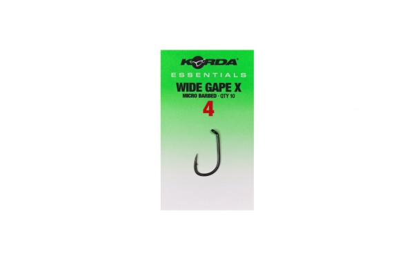 Korda Essentials Wide Gape X Micro Barbed Karpfenhaken Größe 2 und 4