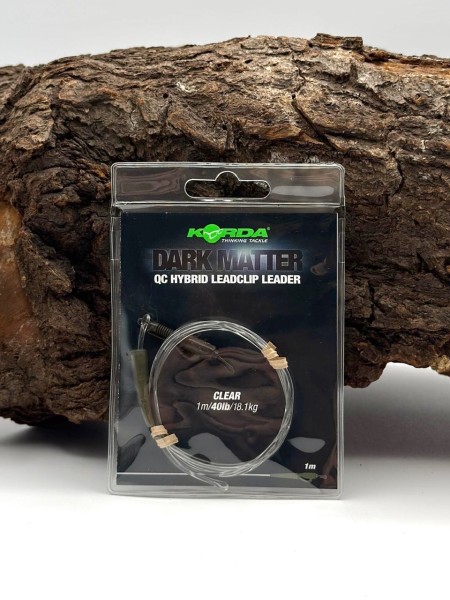 Korda Dark Matter QC Hybrid Leadclip Leader Weed Gravel Clear 40lb 18,1kg 1m