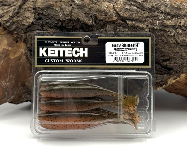 Keitech 4" Easy Shiner Green Pumpkin Fire 10cm