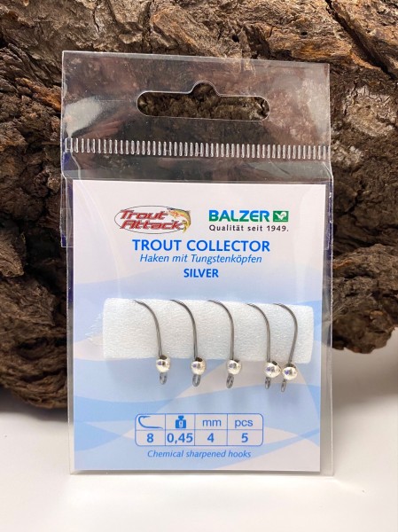 Balzer Trout Collector Haken mit Tungsten Köpfen silberne Perle 4 Gewichte Gr. 8 ABVERKAUF