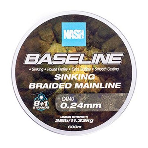 Nash Baseline Sinking Braid Camo Karpfenschnur sinkend 600m