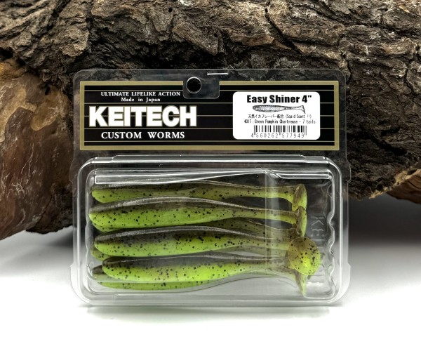 Keitech 4" Easy Shiner Green Pumpkin Chartreuse UV 10cm