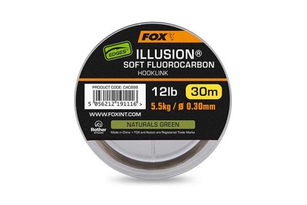 Fox Edges Illusion Soft Fluorocarbon Hooklink 30m Naturel Green Vorfachschnur