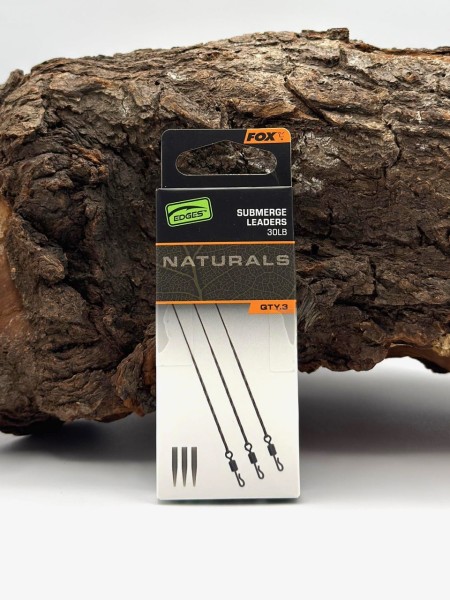 Fox Edges Naturals Submerge Leaders 75cm 30lb 40lb 3 Stück