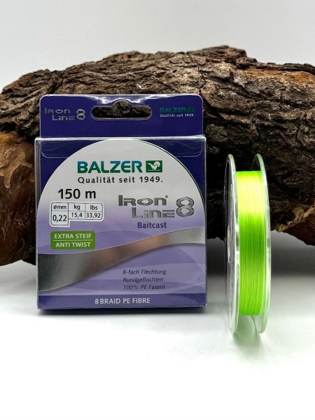Balzer Iron Line 8x Baitcast 150m geflochtene Schnur 0,10mm 0,14mm 0,18mm 0,22mm
