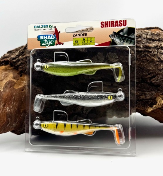 Balzer Shirasu Shad 2Go Zander Set 3 Farben 7,5g 10cm