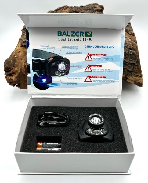 Balzer LED Kopflampe mit Sensor UV Red Geschenkkarton