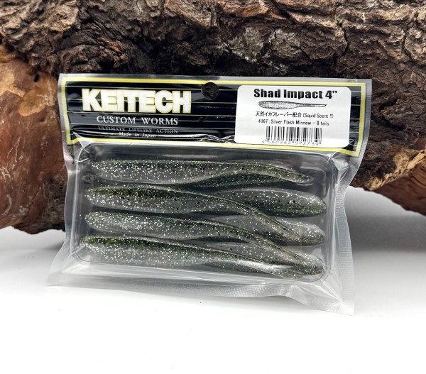 Keitech 4" Shad Impact Silver Flash Minnow UV 11cm 5g 8 Stück