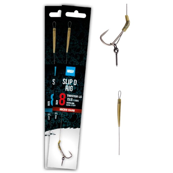 Nash Slip D Rig Barbed Size 2 4 6 8 Karpfenrig