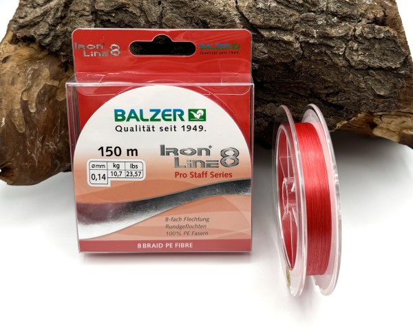 Balzer Iron Line 8 Pro Stuff Rot 150m Red 8 Braid 0,14mm 10,7kg