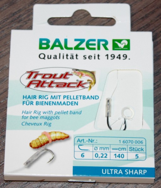 Balzer Bienenmaden Hair Rigs 60cm / 140cm Gr. 6 8 10