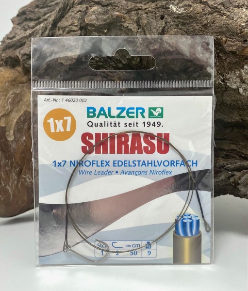 Balzer Shirasu 1x7 Niroflex Edelstahlvorfach 50cm 9kg mit Einzelhaken Gr.2