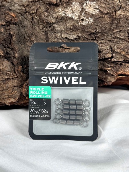 BKK Triple Rolling Swivel 32 Dreifachwirbel Black Nickel 13 Größen #14 - #2/0