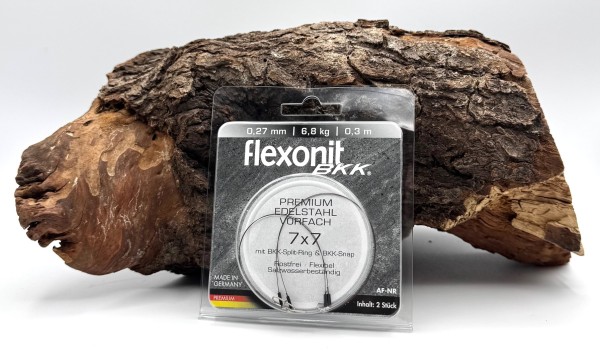 Flexonit x BKK Edelstahl Vorfach 7x7 Ring/Snap 30cm 6,8kg 0,27mm