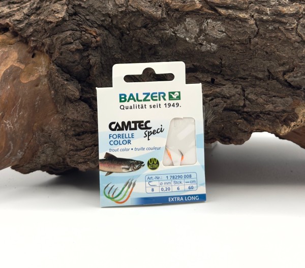 Balzer Camtec Speci Haken Forelle Farbig Vorfach 60cm Gr. 4 6 8 10 12