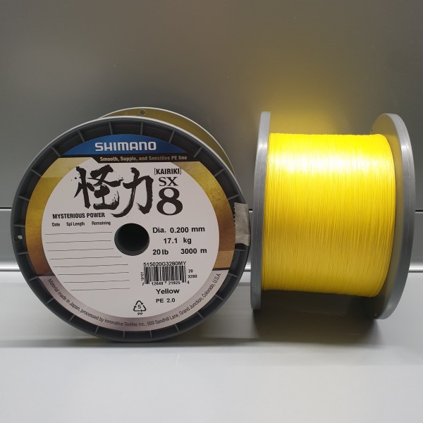 Shimano NEW Kairiki VT PE 0.20mm Gelb Yellow 17.1kg 10m 8 fach geflochten