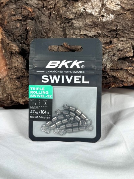 BKK Triple Rolling Swivel 32 Dreifachwirbel Black Nickel 13 Größen #14 - #2/0