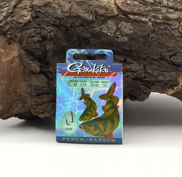 Gamakatsu 5260R Perch/Barsch Haken Rot Gr. 4 6 8 10 Länge 50cm