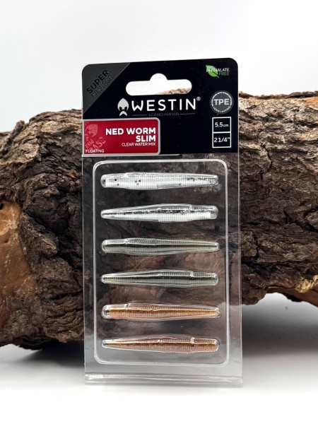 Westin Ned Worm Slim 5,5cm 1,5g Dark Water & Clear Water Mix