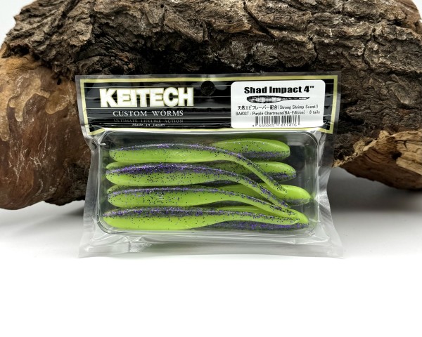 Keitech Barsch-Alarm 4" Shad Impact Purple Chatreuse UV 11cm 5g