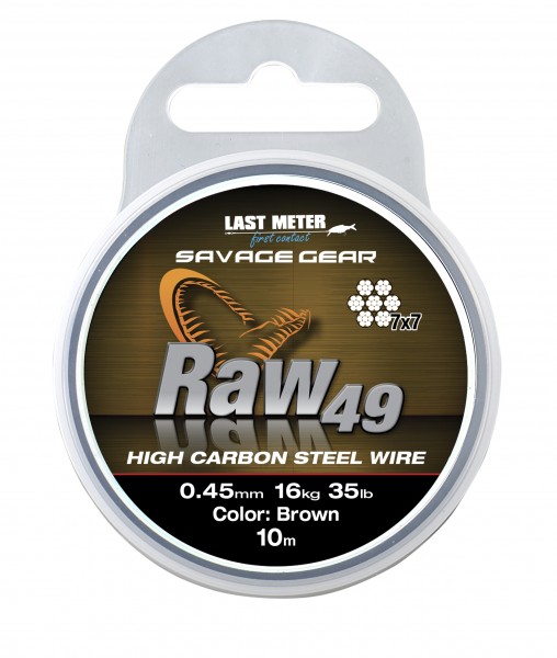 Savage Gear Raw49 0.45mm 16kg 35lb Uncoated Brown 10m
