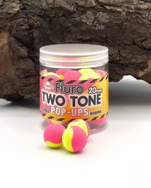 Dynamite Baits Fluro Two Tone Pop Ups Krill Banana 20mm 65g
