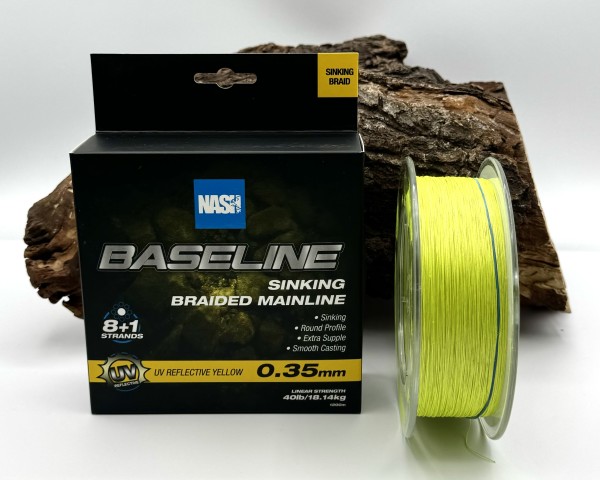 Nash Baseline Sinking Braid UV Yellow Karpfenschnur sinkend 1200m