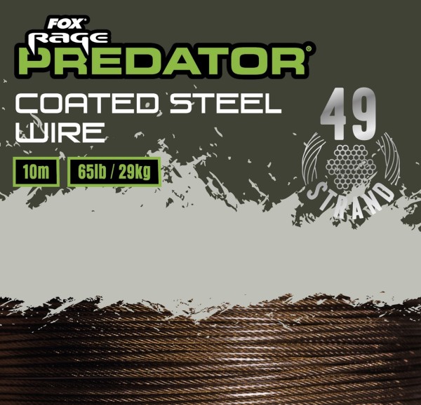 Fox Rage Predator 49-Strand Coated Steel Wire 10m - 26lb 40lb 65lb