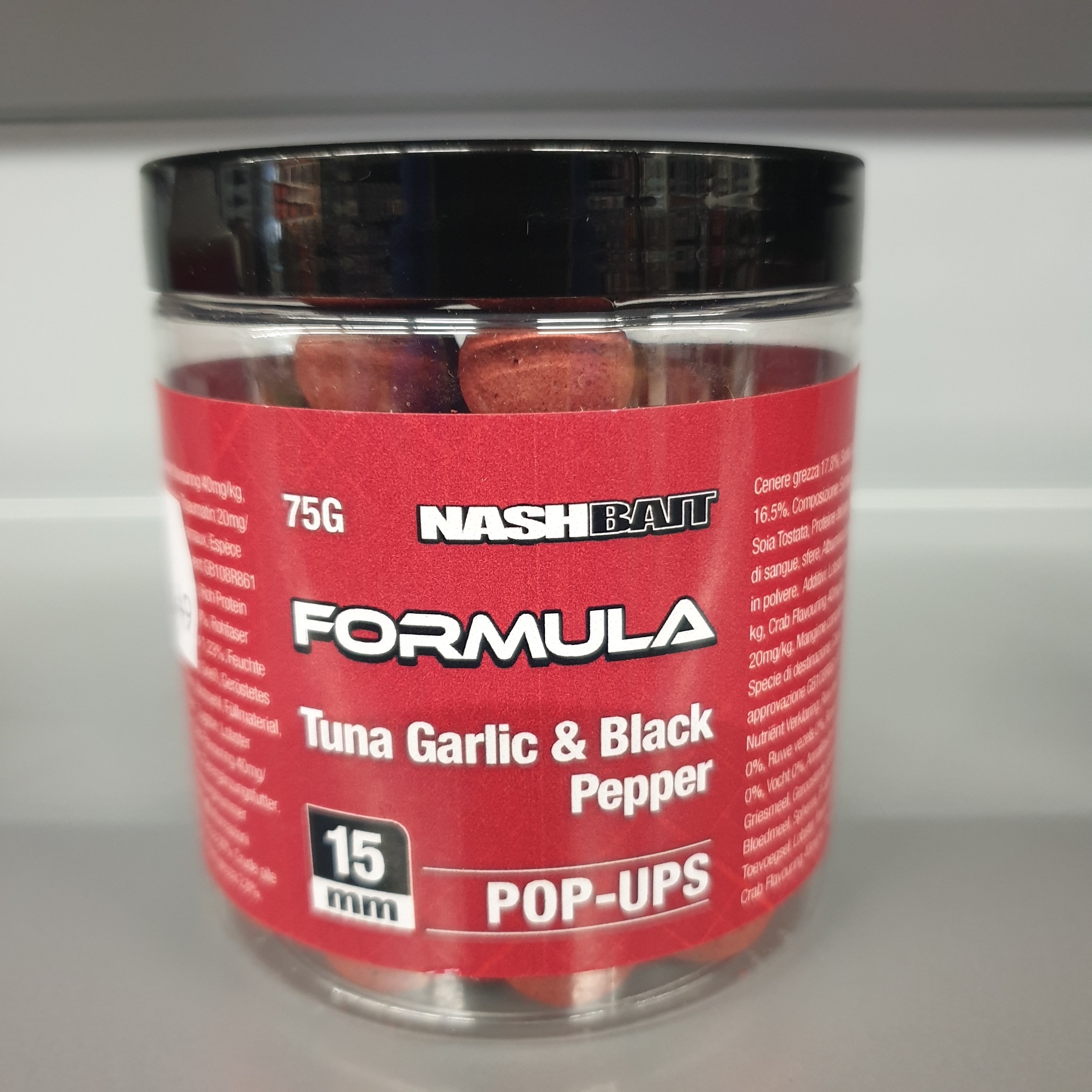 Nash Formula Tuna Garlic Black Pepper Pop Ups 15mm 20mm 75g Airball Float Baits Der Angler nash formula tuna garlic black pepper pop ups 15mm 20mm 75g