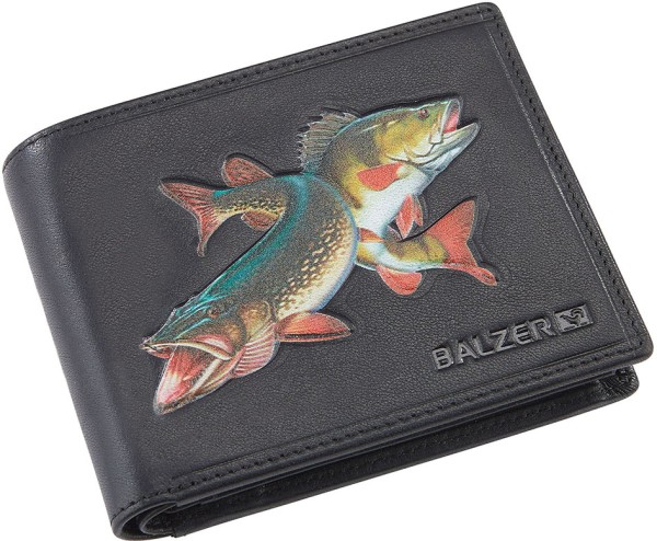 Balzer Leder Portemonnaie mit Fischmotiv 12x10x2cm