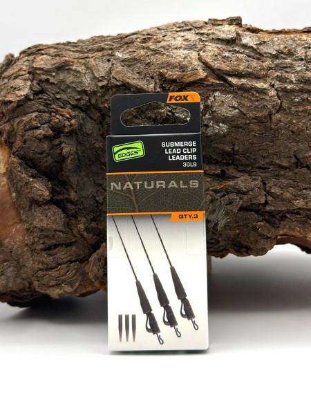 Fox Edges Naturals Submerge Lead Clip Leaders 75cm 30lb 40lb 3 Stück
