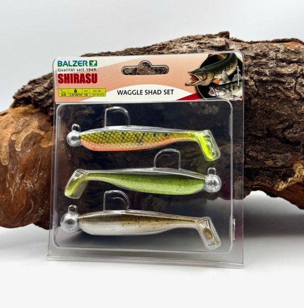 Balzer Shirasu Waggle Shad Set 5cm 7cm 10cm 3 Farben Shad 2 Go Gummiköder