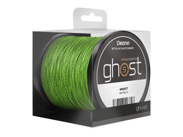 Delphin GHOST 4+1 grün 0,23mm 13,6kg je 10m geflochtene Karpfenschnur sinkend