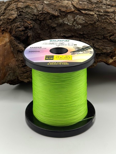 Balzer Camtec Spezi Zander 8x 0,16mm 11kg Geflochtene Schnur 10m Chartreuse
